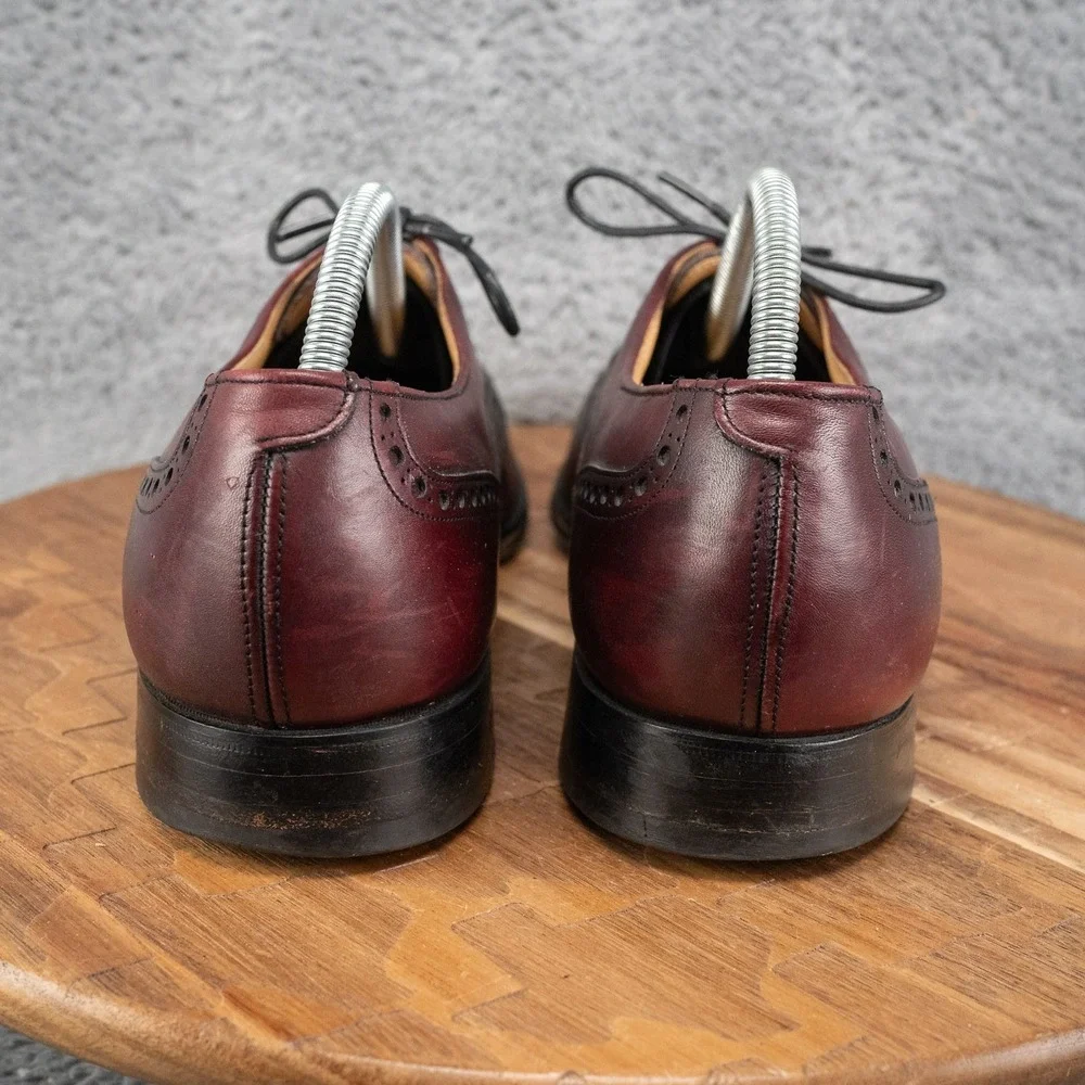 Burgundy JOHNSTON & MURPHY Wingtip Brogue Aristocraft Oxford Shoes 10 D/B